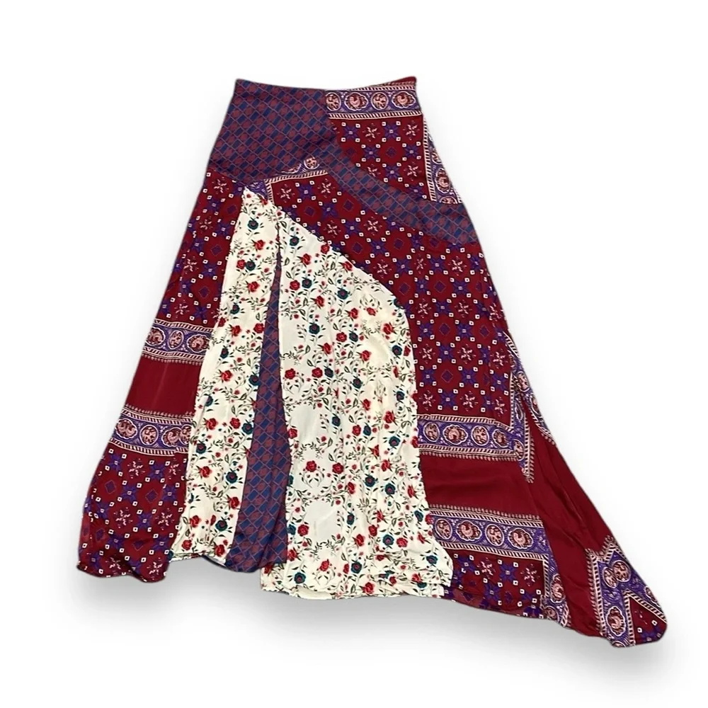 Sandro Paris Dua Asymmetric Patchwork Maxi Skirt Small‎ - Picture 9 of 14